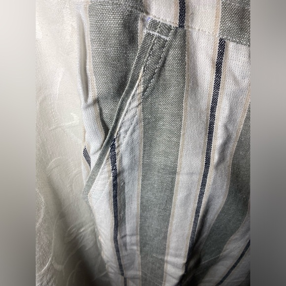 NWT Per Se Sage Green and Cream Striped Linen Drawstring Shorts - Picture 9 of 15